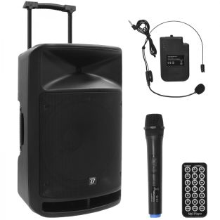 BoomTone DJ Travelsound 15VHF BT Luidspreker met microfoon en headset