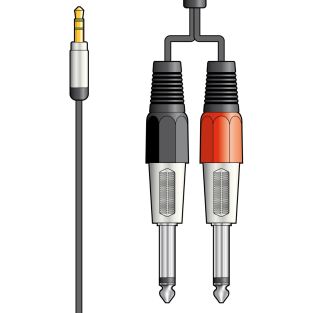 Audiokabel 3,5 mm stereo jackplug naar 2 x 6,3 mm mono jackpluggen in 2 lengtes