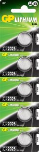 GP Lithium Knoopcel batterij CR2025 set van 5