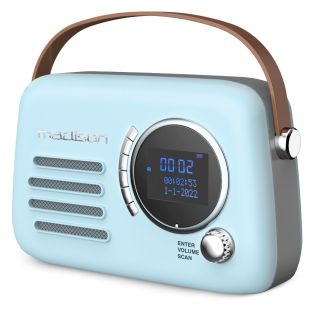 Freesound VR30BL-DAB trendy lichtblauwe retro radio met FM DAB BT en accu