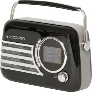 Freesound VR40BK-DAB trendy zwarte retro radio met FM DAB BT en accu