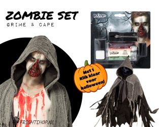 Zombie set met cape en schmink